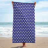 White on Navy Blue Polka Dots Beach Bath Towel, Towel, $ 42.95, A Moment Of Now™